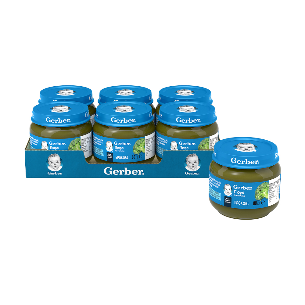 Дитяче овочеве пюре Gerber Броколі, з 6 місяців, 6*80 г
